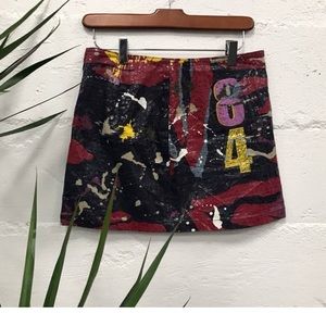 1980s Express paint splattered mini skirt